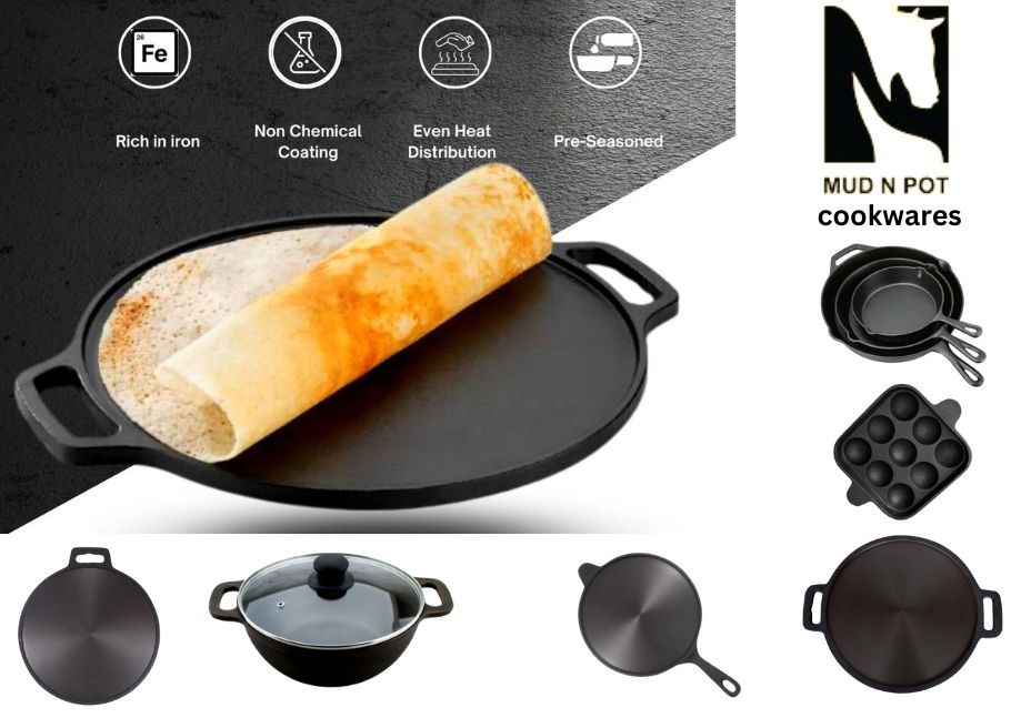 11-inch double-handle cast iron dosa tawa product view