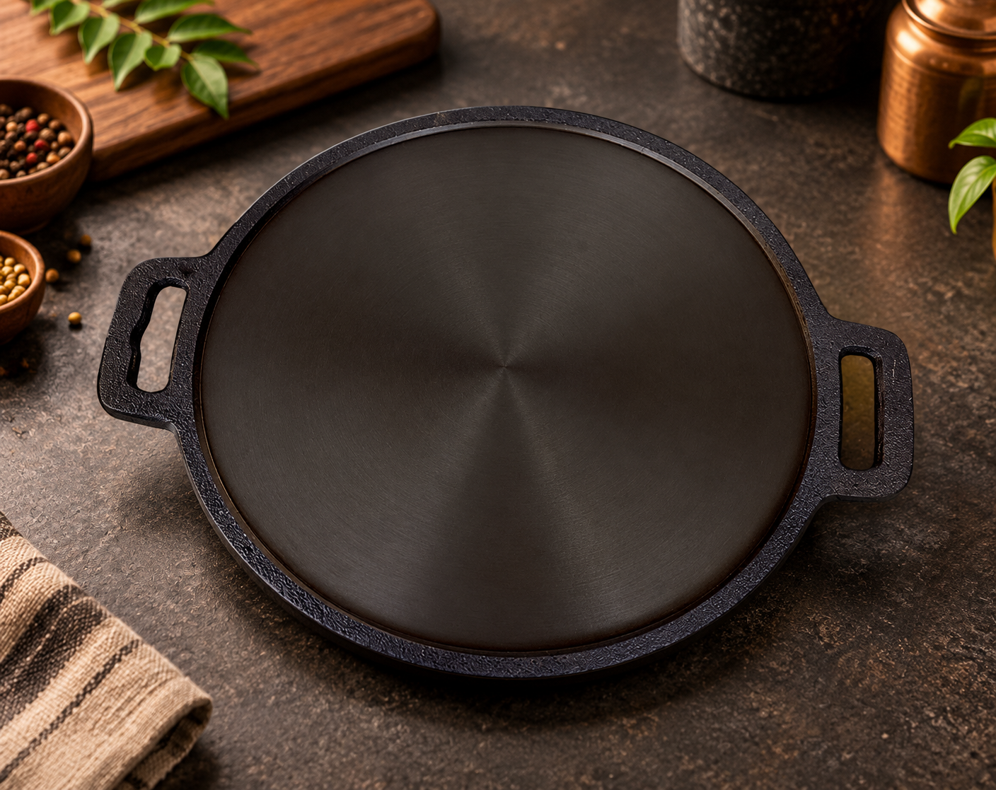 11-inch double-handle cast iron dosa tawa product view