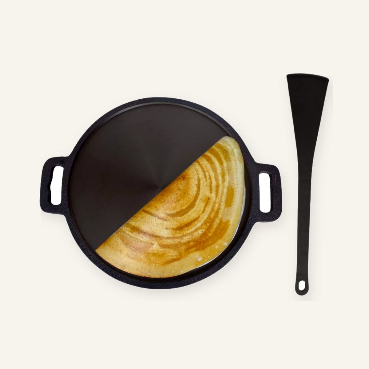 12-inch double-handle dosa tawa with turner